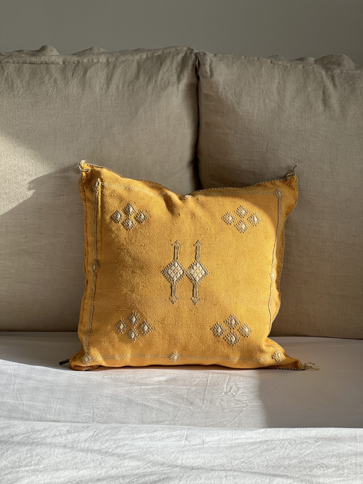 MOROCCAN SABRA CUSHION - MUSTARD